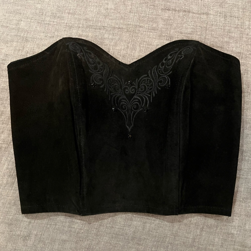 DANIER, Vintage Black Suede Bustier, Size 4/6